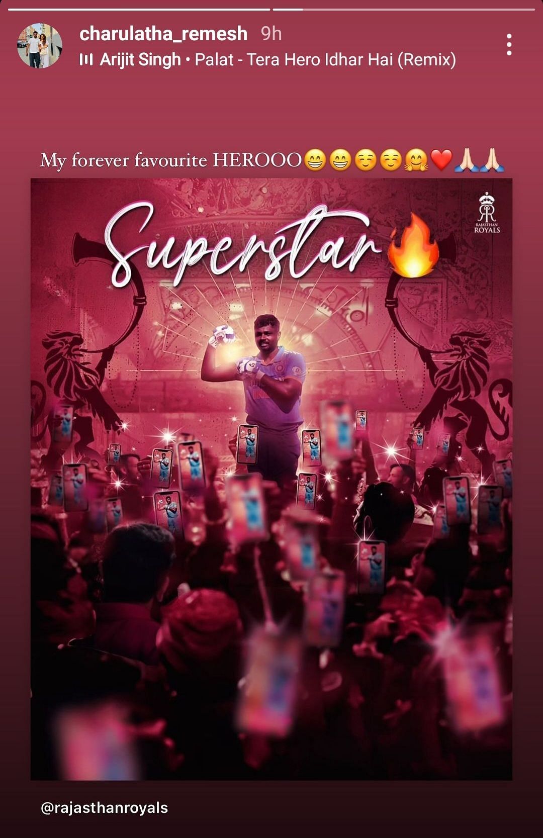 Charulatha Remesh reacts to Sanju Samson's historic century (Image via Instagram-@charulatha_remesh)